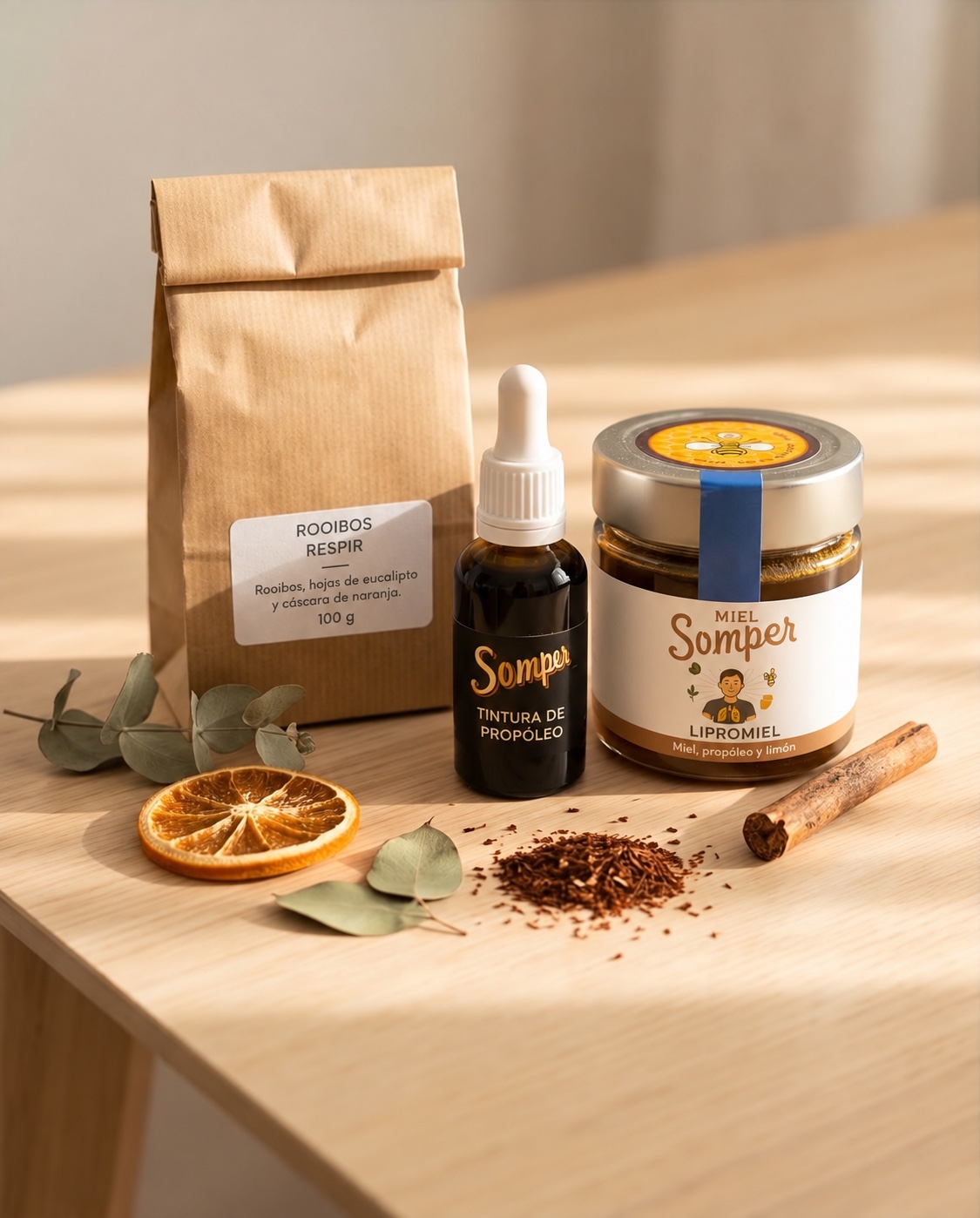Pack Mielestar Somper con Lipromiel, rooibos Respir y tintura de propóleo