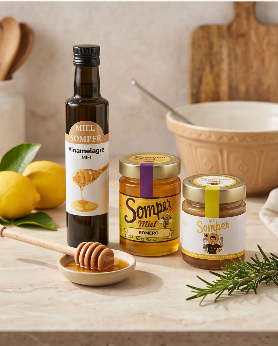 Productos del lote Origen Somper en una cocina artesanal