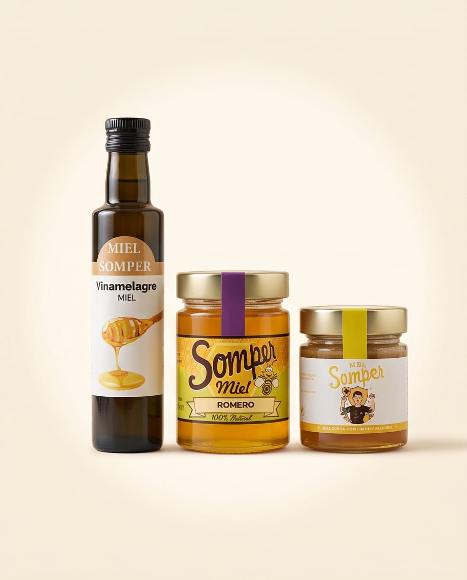 Lote Origen Somper con Miel de Romero, Vinamelagre de Miel y Jengibre con Limón